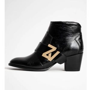 Zadig&Voltaire - Molly Zv Initiale Vintage Black Patent Ankle Boots size 9.5